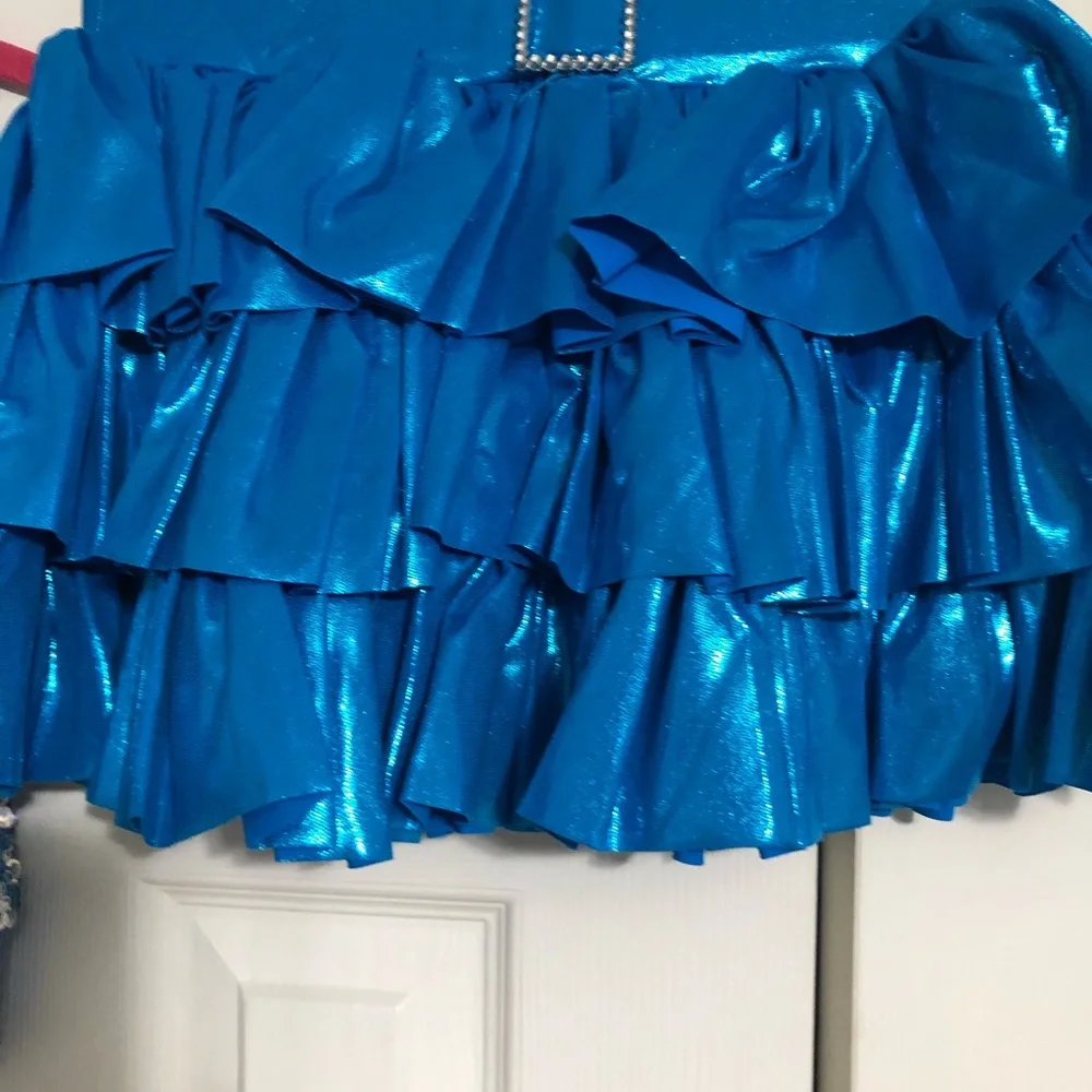 Costume gallery blue sequins w two skirts girls IC intermediate child dance 6x/7